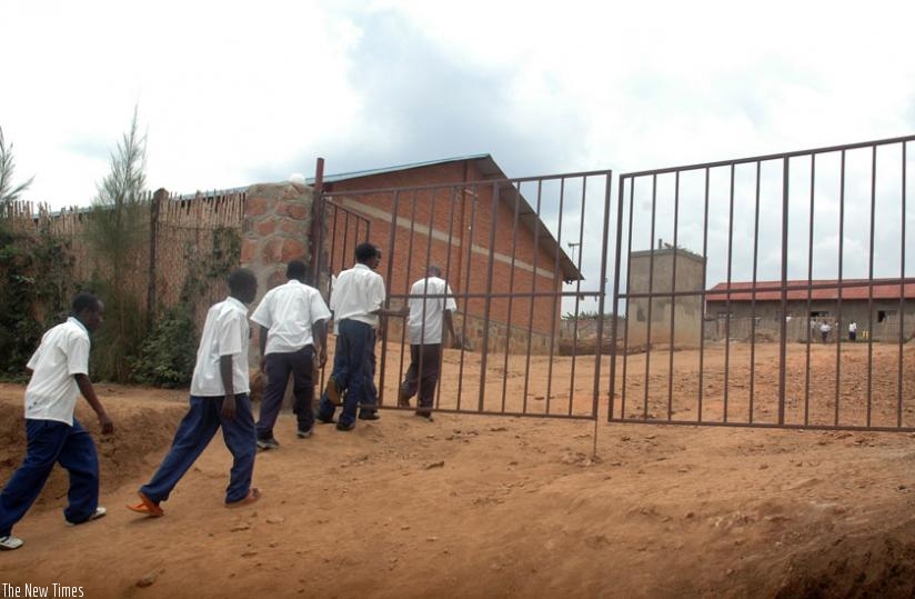 Students enter school premises in Western Province. (File)