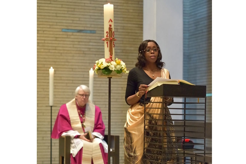 Amb. Nkulikiyinka speaks at the memorial event in Berlin. (Courtesy)