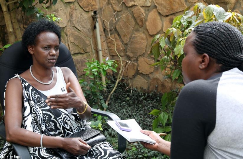 Valerie Mukabayire talks to a journalist. (File)
