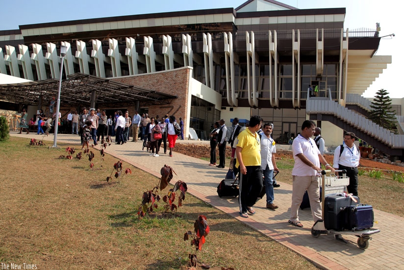 Visitors leave the Arrivals section of Kigali International Airport last year. (File)