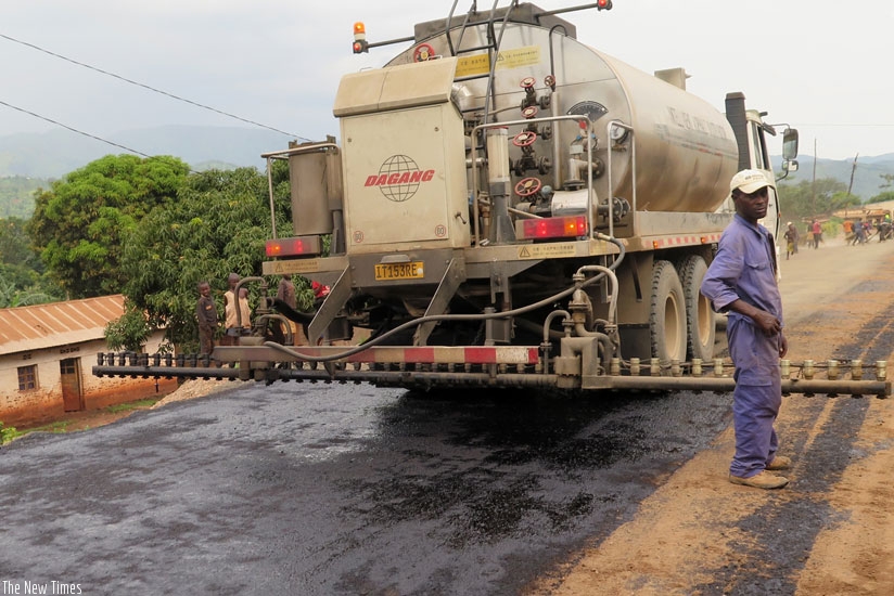 The Bugarama-CIMERWA road currently under construction is expected to foster transport and economic development in Rusizi District. (Emmanuel Ntirenganya)