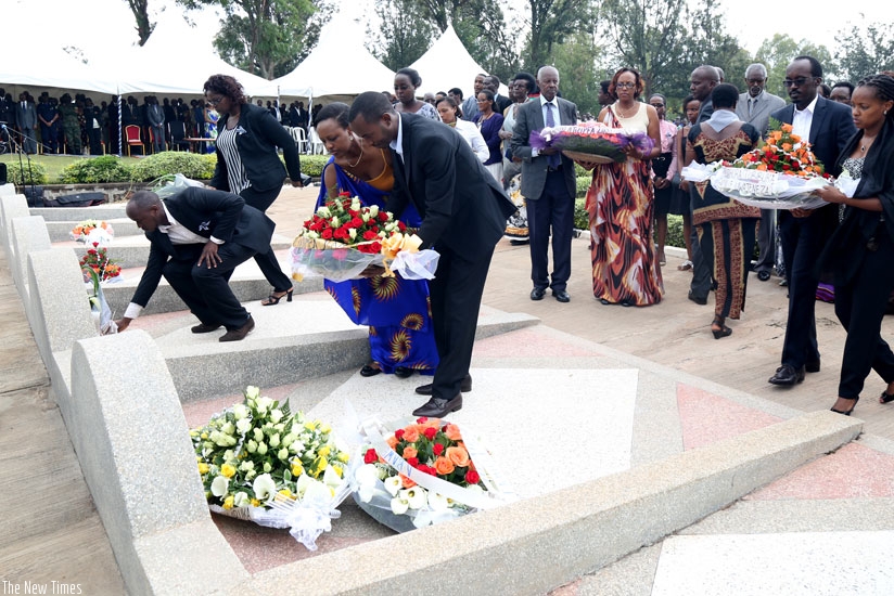 Families pay tribute to relatives who lost their lives to the 1994 Genocide at Rebero memorial recently. (File)