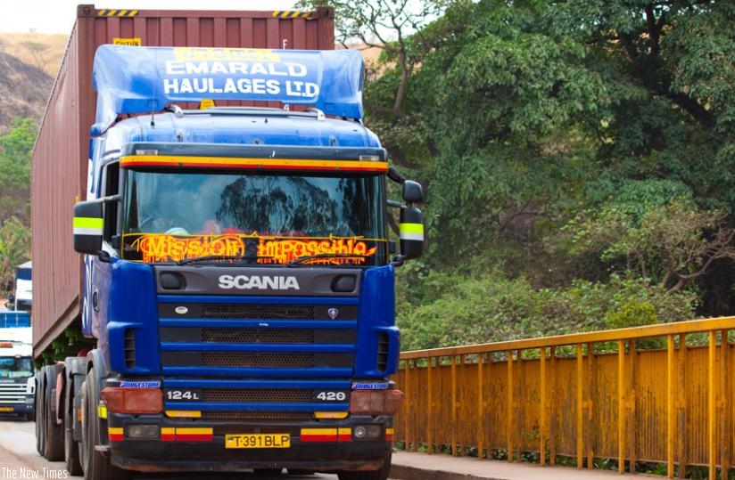 A truck from Tanzania crosses into the country at Rusumo border post. (File)