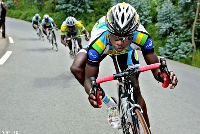 Bonvature Uweziyimana (front) during a recent race. (File)