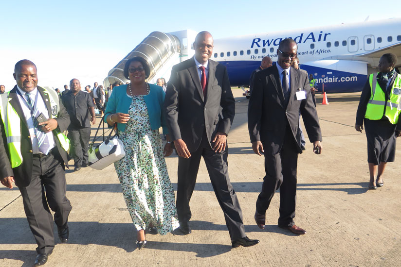 John Mirenge, and other guests, moments after touching down at Kenneth Kaunda International Airport in Lusaka.