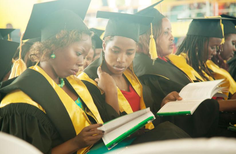Graduands from Rwanda Tourism University College during a recent graduation ceremony at Stade Amahoro early this year. Some are lucky to find employment in their field of interest immediately after graduation. (D. Umutesi)