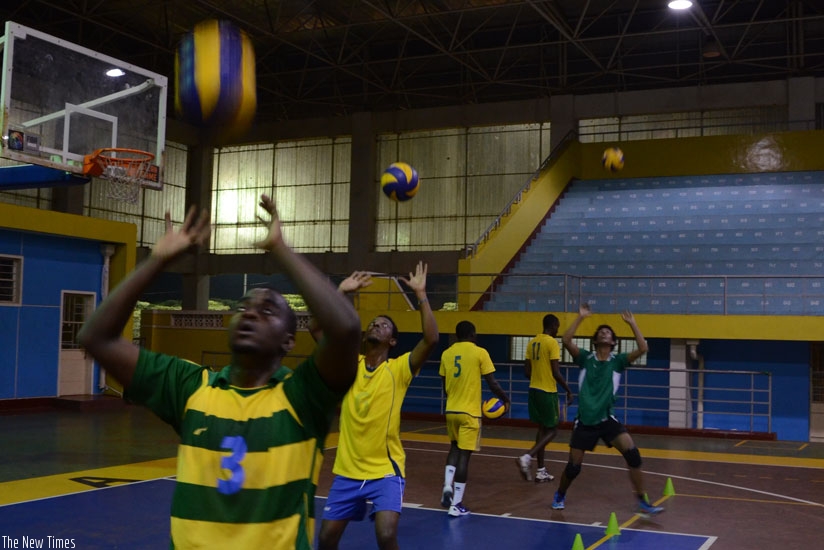 National Volleyball players train for the Zone 5 that starts today. Only Kenya stand in the way of Rwanda. (Sam Ngendahimana)