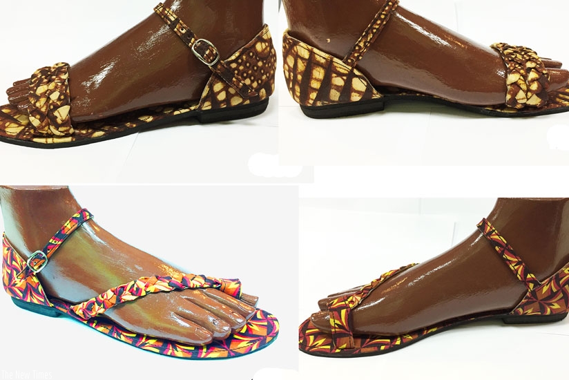 Trendy womenu2019s footwear designed from wall paper.  (Lydia Atieno)