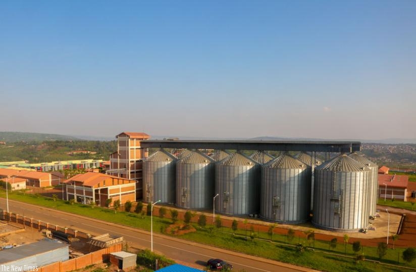 Government owned granaries at the Kigali Special Economic Zone in Nyandungu, Gasabo District. (Timothy Kisambira)