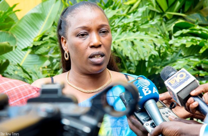 Madeline Nirere, the chairperson National Commission for Human Rights, talks to the media about the situation of early and forced marriages in the country in Kigali yesterday. (Doreen Umutesi)