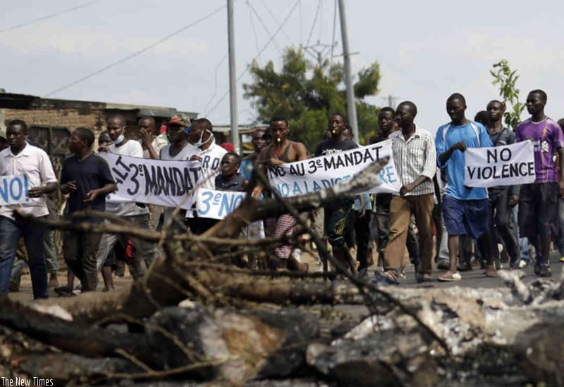 Scenes from the Burundian protests against President Pierre Nkurunziza's third-term bid. Agencies 