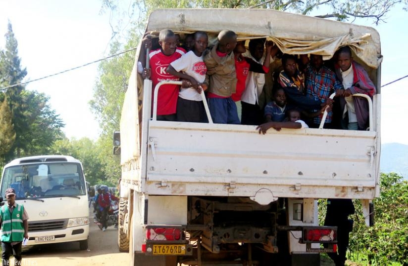Some Burundian refugees are taken to Muyira Sector for registration last week. (File)