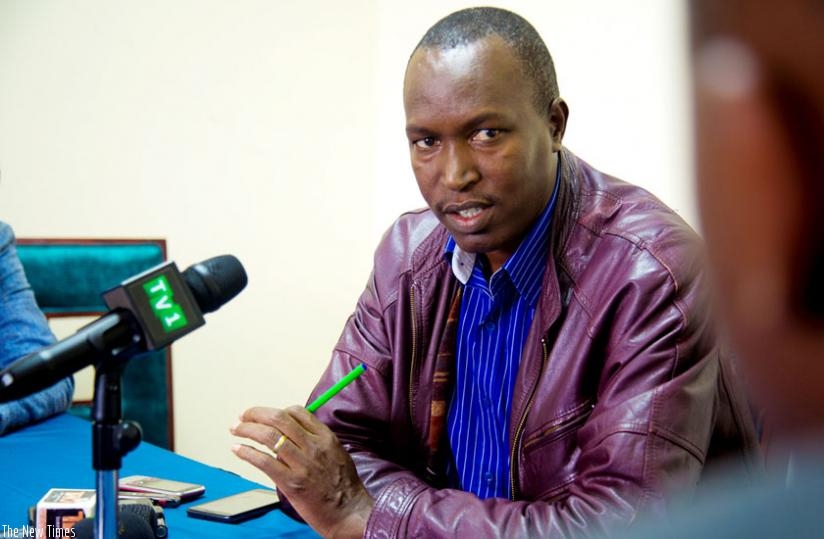 Nimpagaritse, who fled insecurity in Burundi, speaks to the media in Kigali yesterday. (Doreen Umutesi)
