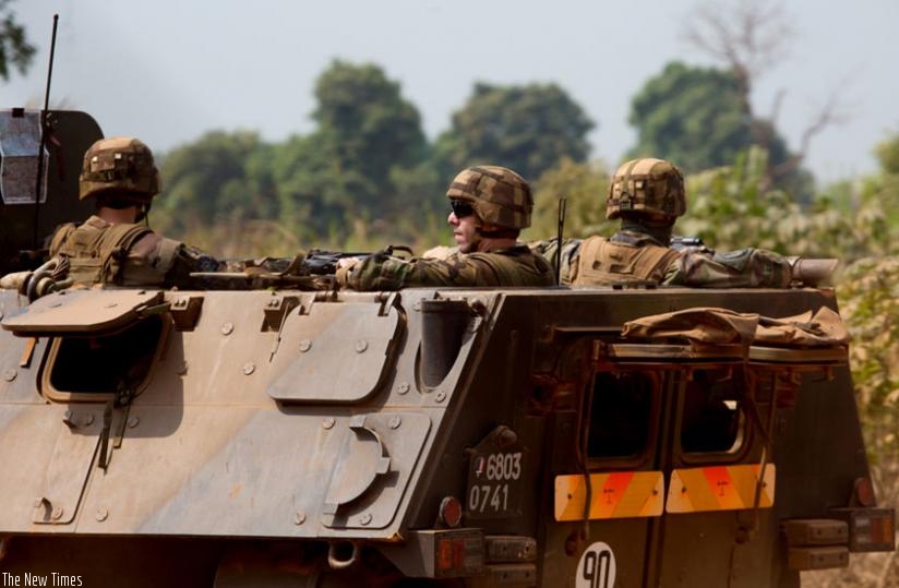  French troops on patrol in Central Africa Republic. (Timothy Kisambira)