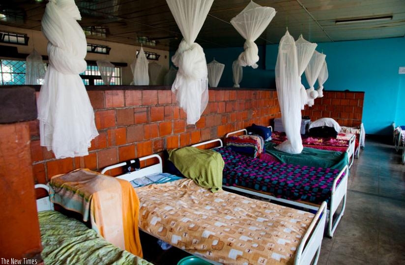 Mosquito bed nets at IFAK students hostel. New bed nets are packaged in materials hard to recyle. (T. Kisambira)