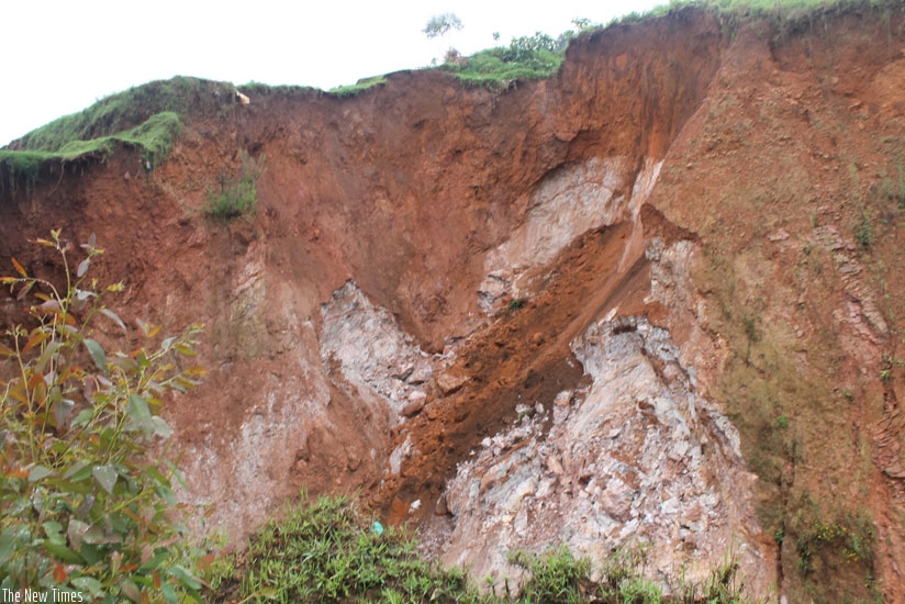 A landslide site  where at least 10 people have separately been killed in two years. (Theogene Nsengimana)