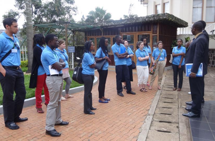 The youths being shown around the Kigali Genocide Memorial. (Courtesy)