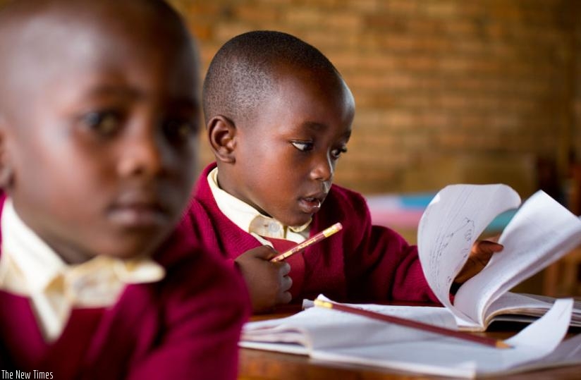 Pupils in class at Rusheshe Primary School in Masaka, Kicukiro District. (Timothy Kisambira)