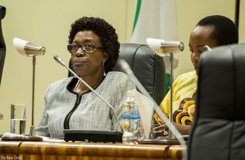 Mukayuhi Rwaka speaks during the meeting on Wednesday. (Timothy Kisambira)