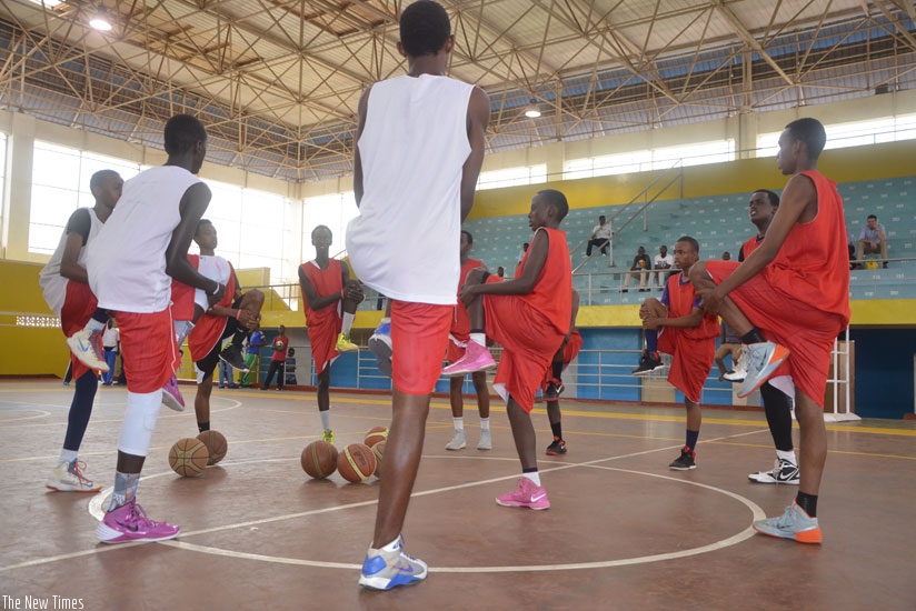Rwanda U-16 boysu2019 team are taken through their paces this week at Amahoro indoor stadium. Rwanda face Ethiopia today and tomorrow. (S. Ngendahimana)