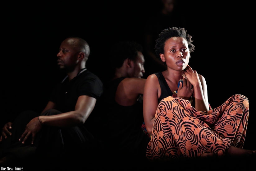 Eliane Muhire (R) performing Bridge of Roses at the Kampala-Dance Week Festival early this year. (Courtesy)