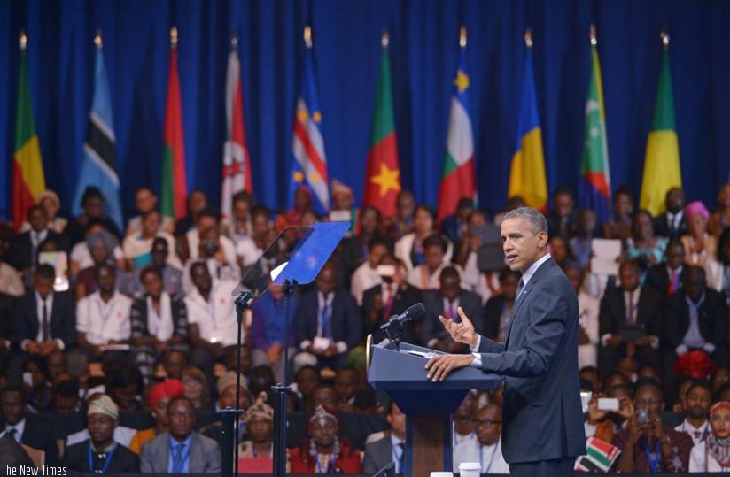 President Obama addresses African leaders at the US-Africa Summit last year. (Net photo)