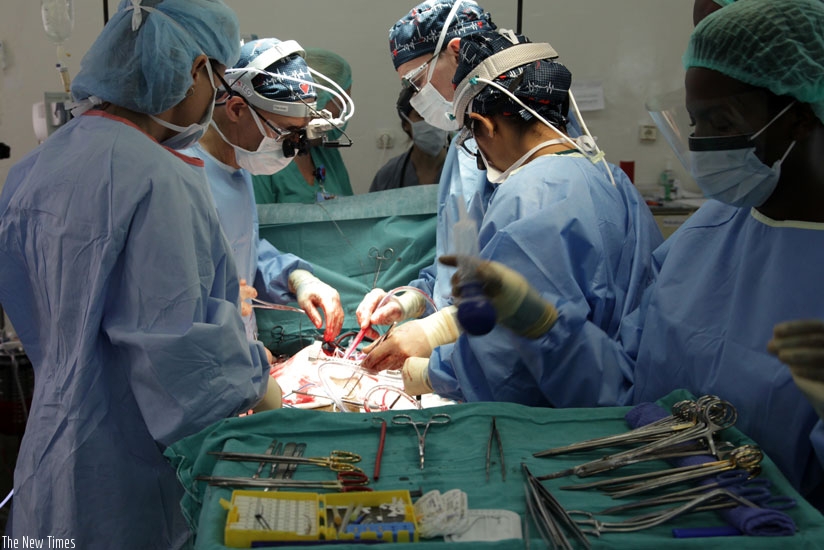 The Heart Team surgeons operate on a heart patient in Kigali last year. (File)
