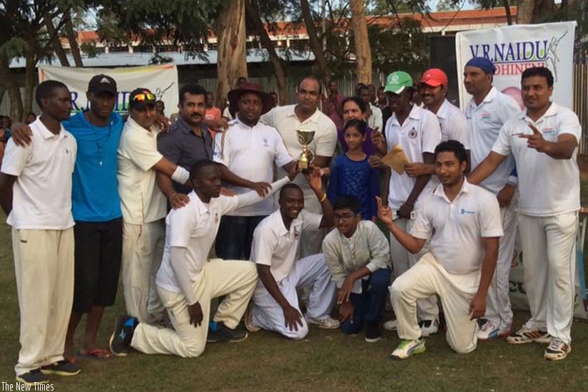 Challengers Cricket Club players and their supporters after victory against Kigali CC on Sunday. (Courtsey)