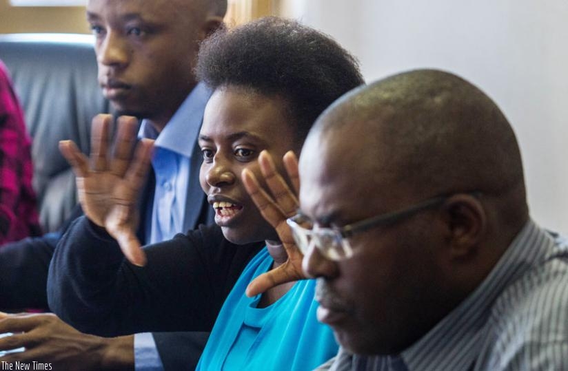 Mukashema speaks during the meeting on Wednesday. (T. Kisambira)