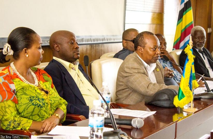 EALA members address journalists in Kigali yesterday. (Fernand Mugisha)