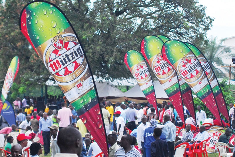 Bralirwa sells one of its beer brands at a trade fair. The brewer sold more beer last year.  