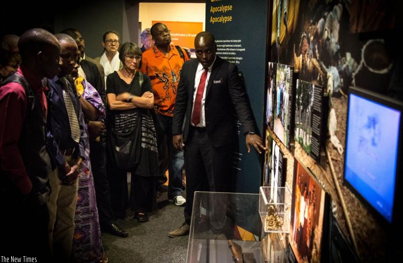 A group of visiting humanitarians being taken through the history of the 1994 Genocide at Kigali Memorial Centre in Gisozi, Kigali, recently. (Timothy Kisambira)