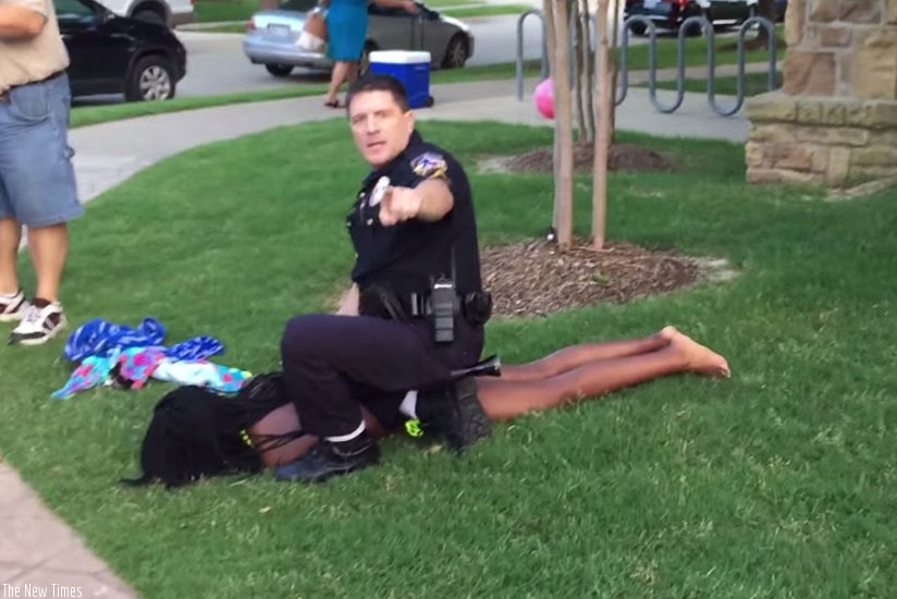 A police officer is seen manhandling a teenager in this video from McKinney, Texas. (Net photo)
