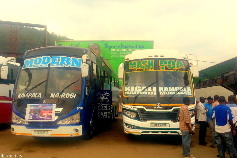 The two new entrants on the Rwanda cross-border bus transport business. (Allan Brian Ssenyonga)