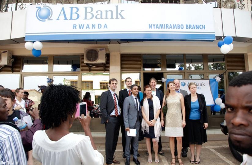 Guests pose in a group photo during the launch of AB Bank in Nyamirambo last year. (File)