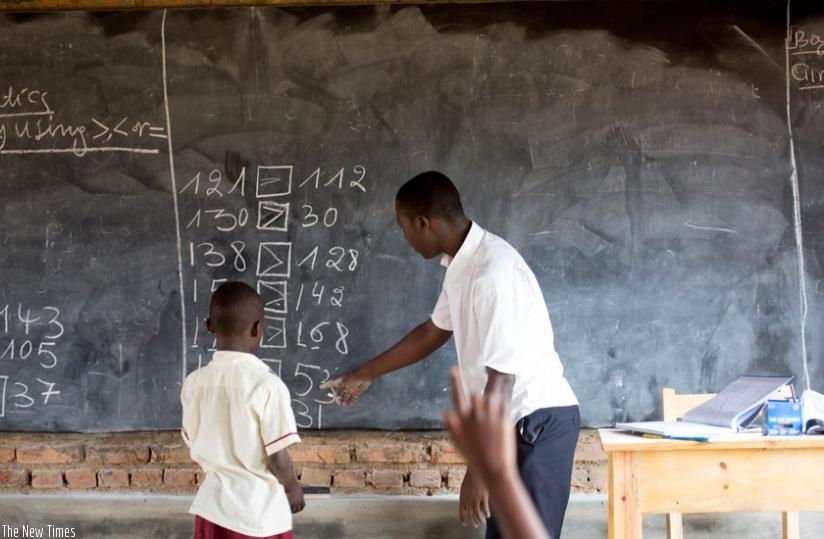 A teacher conducts a maths lesson at Rusheshe Primary School in Masaka, a suburb on the outskirts of Kigali. (File)