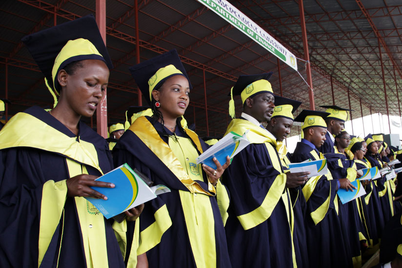 Students at a past graduation ceremony. Even when one is from a poor family, they could still achieve their dreams if they get sponsored by the government or other organisations. (Dennis Agaba)