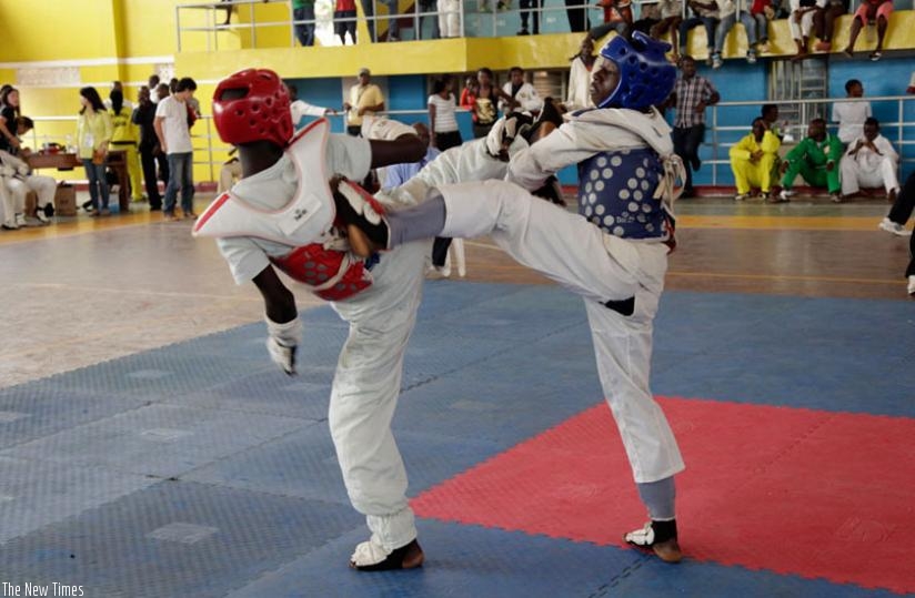 Two fighters battle in last year's event at Amahoro indoor stadium. Hosts Rwanda has dominated the first two editions. File