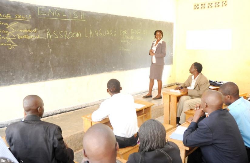 A Ugandan English instructor shares teaching skills with Rwandan teachers in 2009. (File)