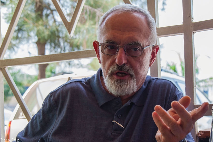 SVM coordinator Peter Means explains how the project will operate during the interview in Kigali last week. (Teddy Kamanzi)