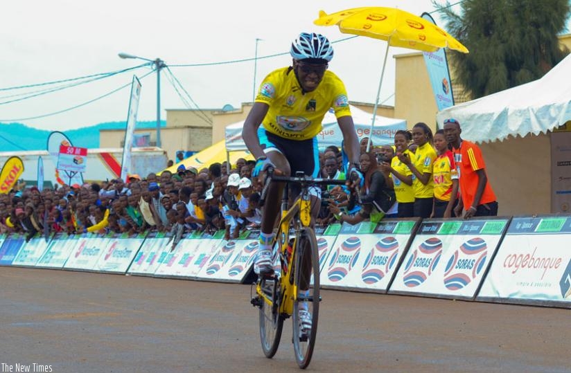 Ndayisenga, seen here crossing the finish line en-route to winning the 2014 Tour du Rwanda, will compete in the Tour de l'Avenir. (File)