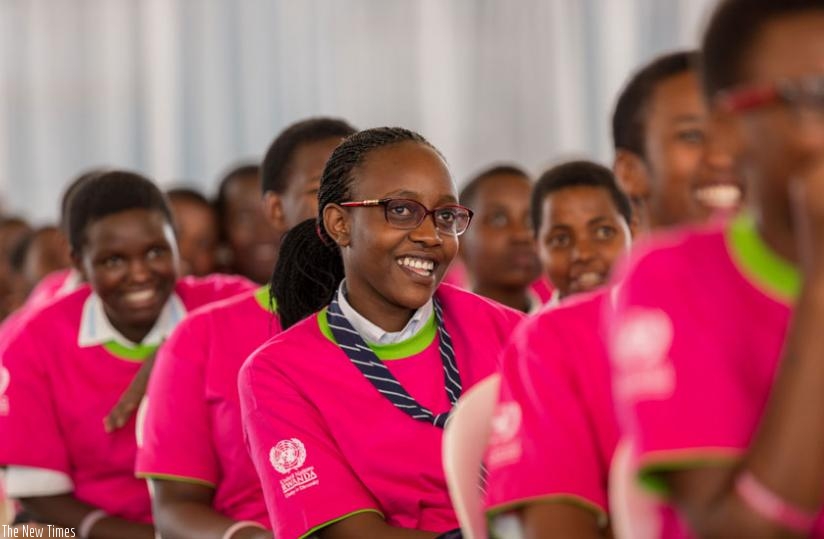 A cross-section of Imbuto Foundation's current and former beneficiaries  during an interactive session at the event in Petit Stade, Remera on Sunday. (Timothy Kisambira)