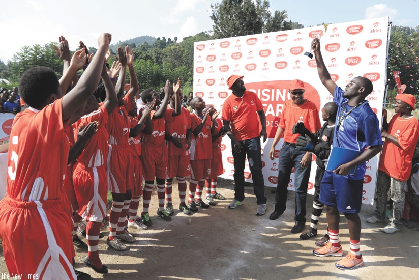 Rubavu White Stars celebrate their win after clinching the Western Championship title in the girls' catergory