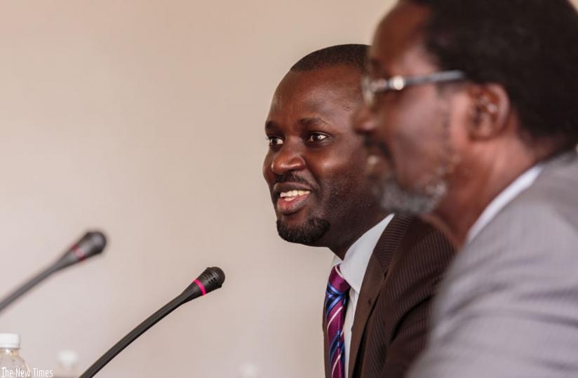 REB director general Ismael Janvier Gasana (L) speaks before PAC last week. (File)