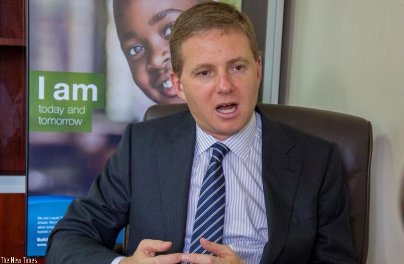 Liquid Telecom's Chief Executive Officer, Nic Rudnick, being interviewed in Kigali yesterday. (Doreen Umutesi)