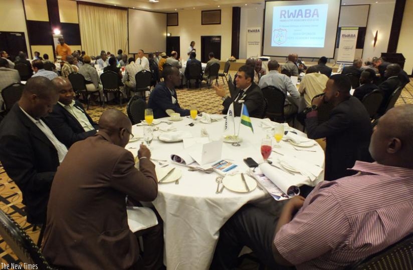 Some of the businessmen who attended the dinner at Serena Hotel in Kigali.