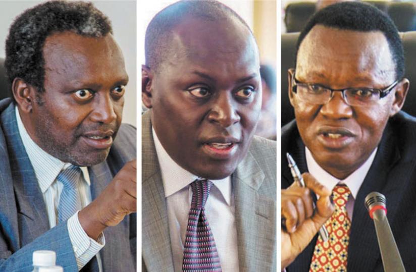 Juvenal Nkusi, PAC chairman  (L)  grilled  RSSB officials,  Faustin Nteziryayo, board chair  (C) and Daniel Ufitikirezi, Director-General. (Doreen Umutesi)