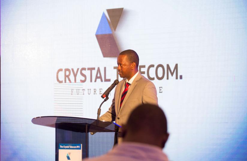 Jack Kayonga, the Crystal Ventures chief, speaks at the launch of the firm's IPO last month. (File)