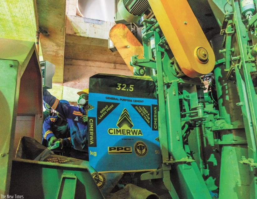 A cement production line at Cimerwa. Manufacturers have decried frequent power cuts. ( T.Kisambira)