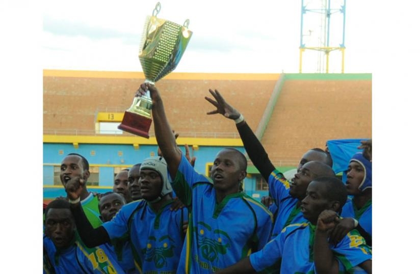 Twizeyimana and his teammates celebrate victory when Rwanda beat Burundi in 2010. (File)